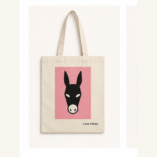 Mockup de tote bag Cain Press con burro